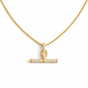 18k Gold Plated Pavé Accent T-Bar Chain Necklace
